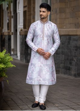 Multi Wedding Wear Silk Printed Kurta Pajama