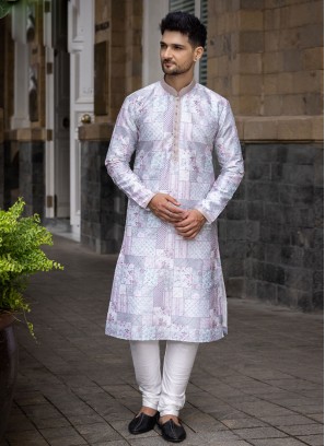 Multi Wedding Wear Silk Printed Kurta Pajama