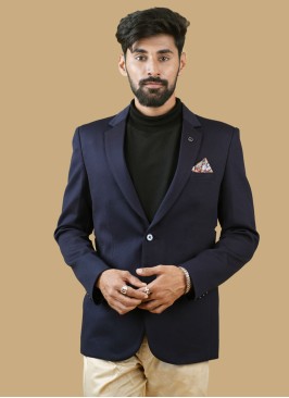 Navy Blue Blazer In Imported Fabric