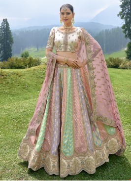 Charming Multi Color Lehenga Choli In Silk