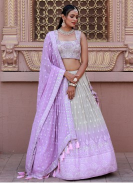 Off White & Lavender Traditional Readymade Lehenga Choli