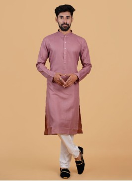 Onion Pink Cotton Kurta Pajama For Festive