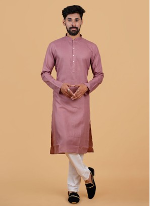 Onion Pink Cotton Kurta Pajama For Festive