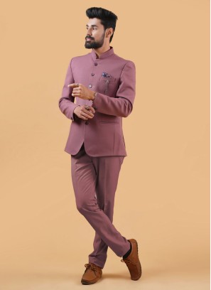 Onion Pink Wedding Wear Jodhpuri Suit For Men