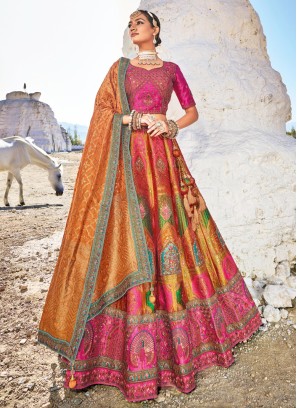 Lehenga Choli In Mint Green Color with Satin Blouse and Dupa