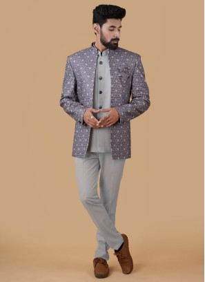 Dark Purple Colour Party Wear Mens Cotton Indo Western Collection 1558 -  The Ethnic World