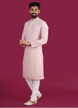 Peach Fancy Printed Kurta Pajama