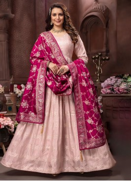 Peach Readymade Anarkali Suit For Wedding
