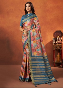 Multi Color Festive Crepe Silk Saree