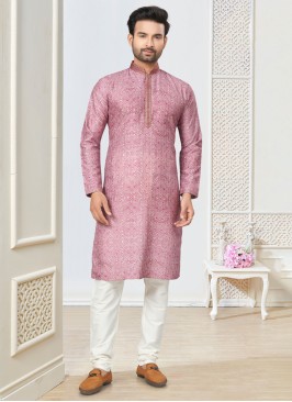 Pink Fancy Printed Cotton Kurta Pajama