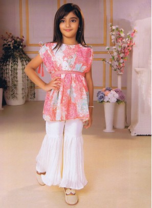 Pink Printed Sharara Style Salwar Suit