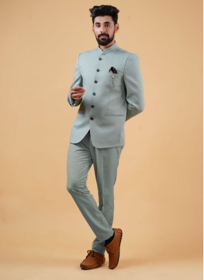 Pista Green Readymade Jodhpuri Suit