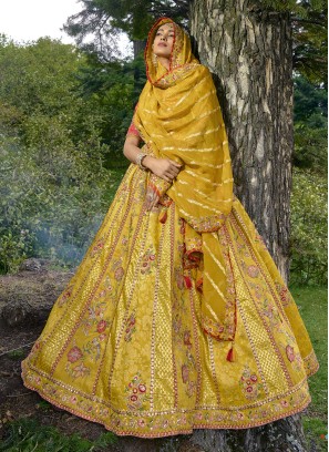 precious yellow gota work silk designer lehenga choli 52011