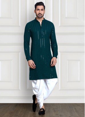 Rama Green Dhoti Style Readymade Kurta Pajama