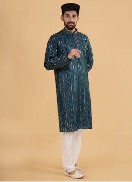 Rama Green Festive Wear Kurta Pajama