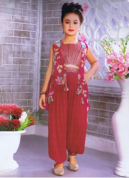 Rani Chiffon Patiyala Suit With Floral Printed Jacket