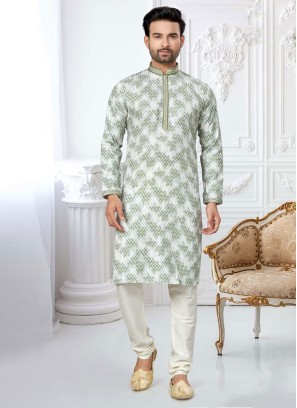 Readymade Green Zig Zag Printed Kurta Pajama