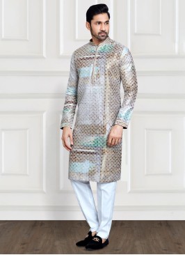 Readymade Multi Color Cotton Silk Kurta Pajama For Men