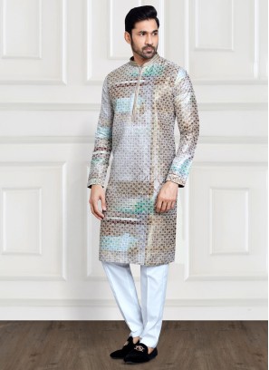 Readymade Multi Color Cotton Silk Kurta Pajama For Men