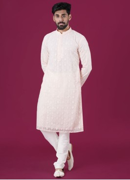 Readymade Peach Color Kurta Pajama For Men