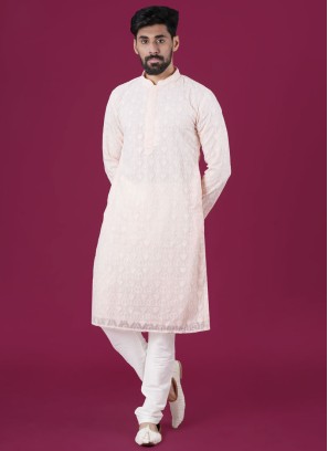 Readymade Peach Color Kurta Pajama For Men