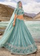 Sea Green Embroidered Gerogette Lehenga Choli