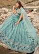 Sea Green Embroidered Gerogette Lehenga Choli