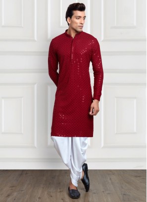 Sequins Embroidered Festive Wear Kurta Pajama