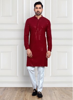 Sequins Embroidered Kurta Pajama For Festive