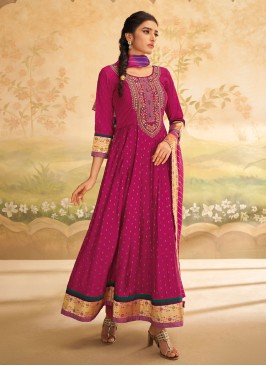 Shagufta Designer Silk Readymade Anarkali Suit For