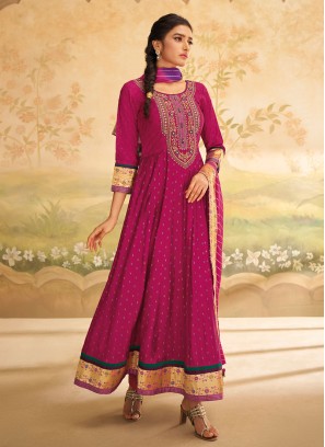 Shagufta Designer Silk Readymade Anarkali Suit For Wedding