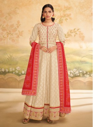 Shagufta Festive Wear Silk Embroidered Salwar Suit