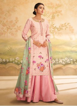 Shagufta Pink Readymade Palazzo Style Suit