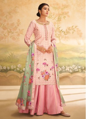 Shagufta Pink Readymade Palazzo Style Suit