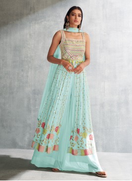 Shagufta Sea Green Readymade Palazzo Suit