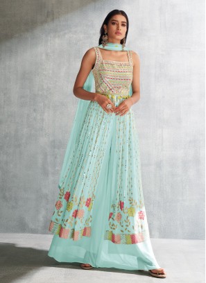 Shagufta Sea Green Readymade Palazzo Suit