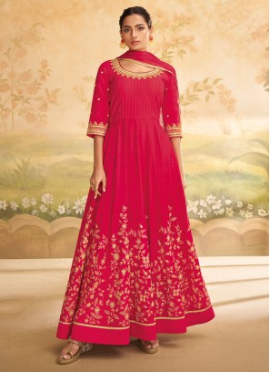 Shagufta Wedding Wear Silk Rani Anarkali Suit