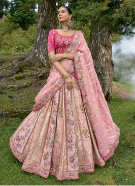 Pink Silk Embroidered Lehenga Choli