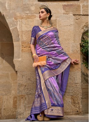 Weaving Work Multi Color Silk Saree