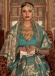 Sea Green Silk Printed Festive Wear Saree