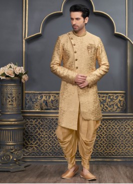 Simple Golden Wedding Wear Indowestern