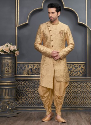 Simple Golden Wedding Wear Indowestern