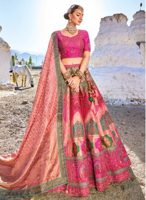 Multi Color Banarasi Jacquard Silk Designer Lehenga Choli With Dupatta