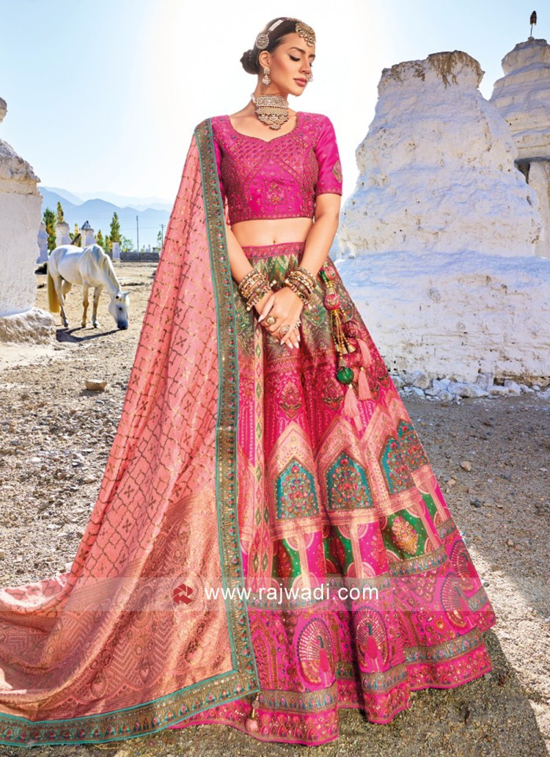 Grey & Red Coloured Designer Banarasi Lehenga Choli with Dupatta!! –  Royskart