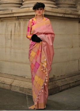 Striking Handloom Silk Weaving Contemporary Saree