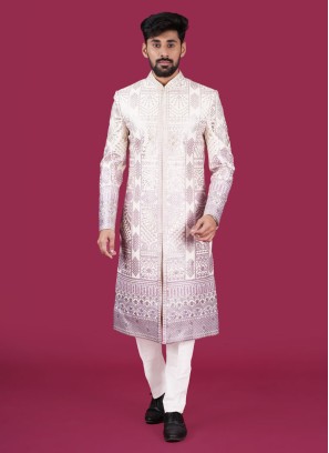 Thread Work Cream Color Indowestern In Imported