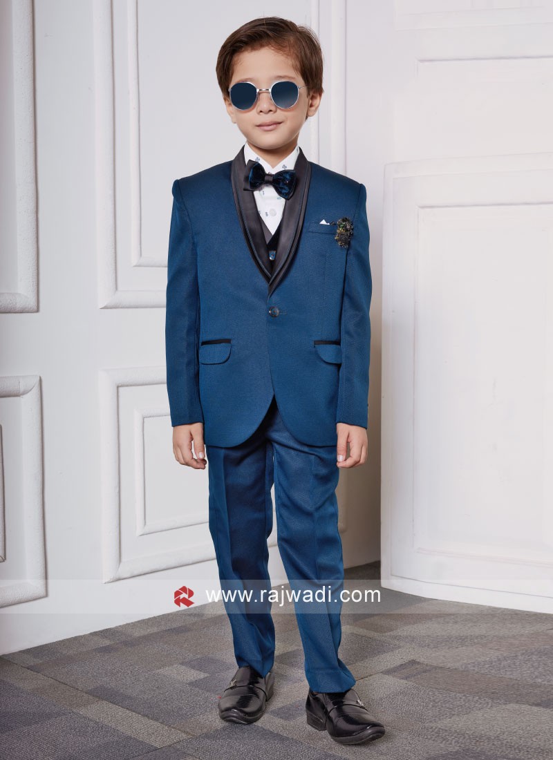 Trendy Navy Blue Suit In Imported Fabric