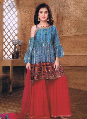 Wedding Wear Embroidered Palazzo Suit In Chiffon