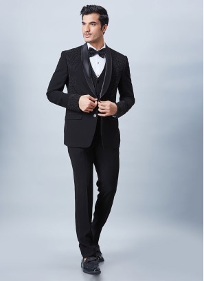 Wedding Wear Imported Fabric Suit In Black
