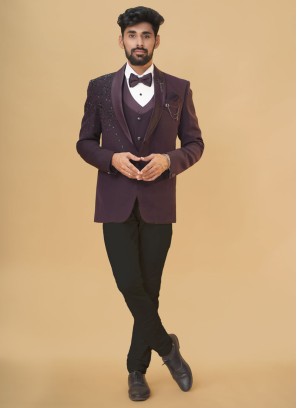 Wedding Wear Imported Fabric Suit In Purple
